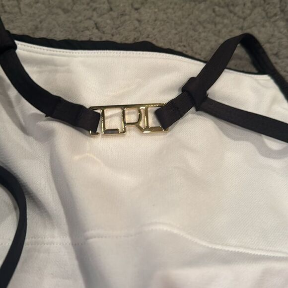 Lauren Ralph Lauren Halter Top Striped One Piece Swimsuit Size 8 Black & White - Picture 6 of 10